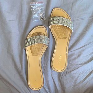 Aldo Rhinestone Slide Sandals